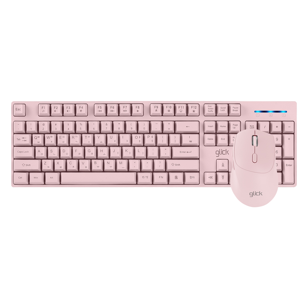 지클릭커 오피스프로 WMK60 스탠다드 M 무선 키보드 인체 공학 무소음 마우스 키스킨 포함 세트 핑크 - 상세 이미지 2