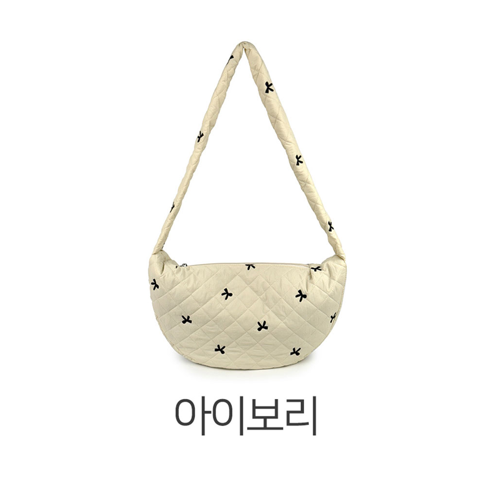 가벼운 패딩 크로스백 가을 겨울 천핸드백 라운드 빅사이즈 퀄팅 크로스 가방 - 상세 이미지 5