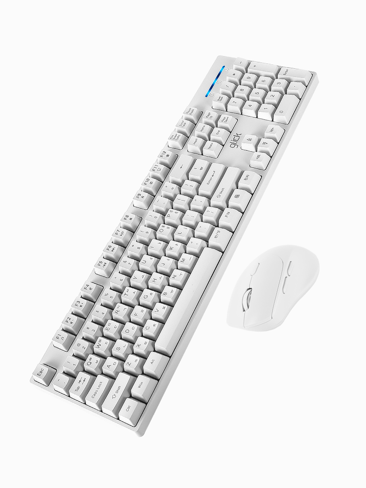 지클릭커 오피스프로 WMK60 스탠다드 M 무선 키보드 인체 공학 무소음 마우스 키스킨 포함 세트 화이트