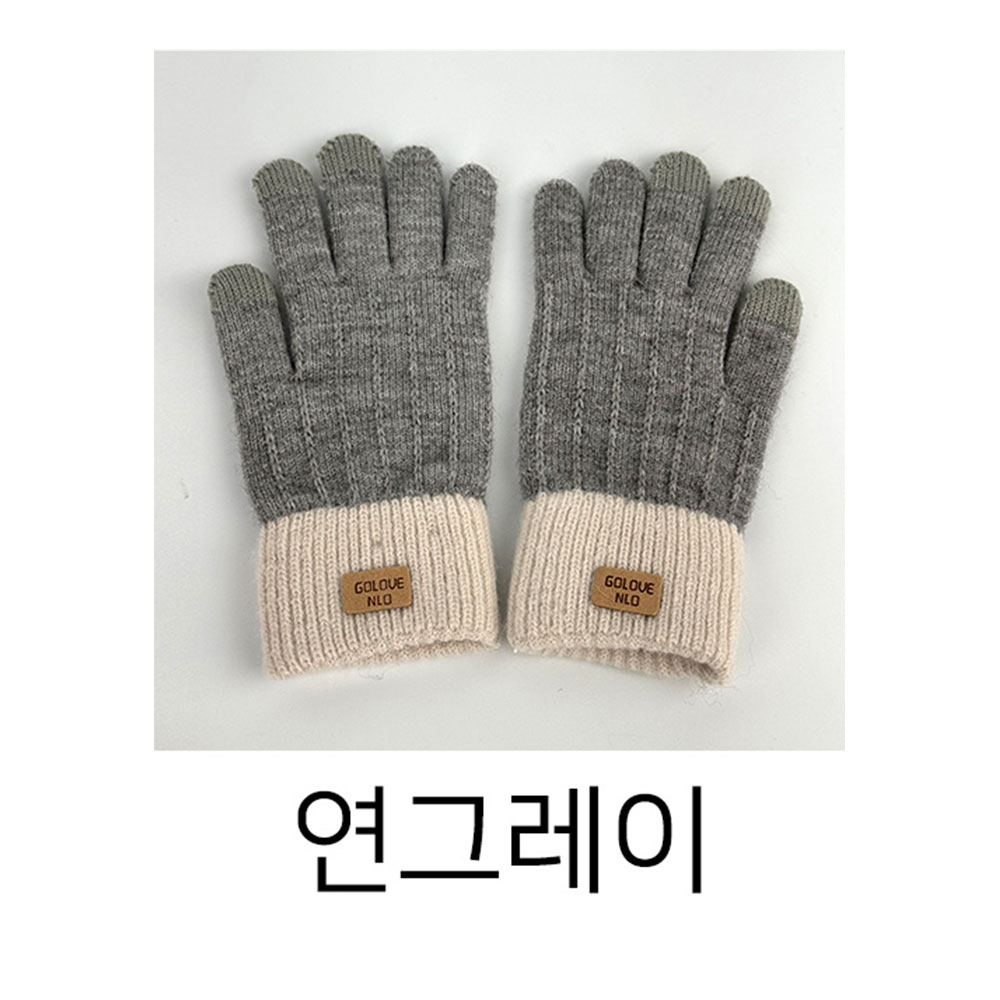 여자겨울장갑 스마트폰 터치장갑 투톤 손목긴 니트 장갑 - 상세 이미지 3