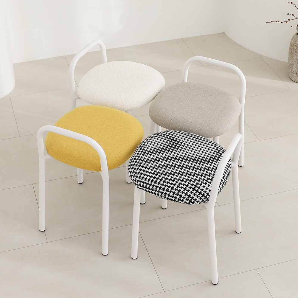 켈린 화장대의자 인테리어 원형 사각 스툴 의자 패브릭