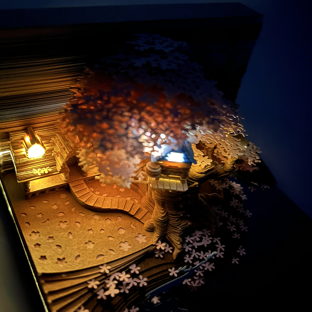 3D 입체 감성 메모지 LED조명 메모패드 벚꽃 집 장식 인테리어 선물 이미지 8