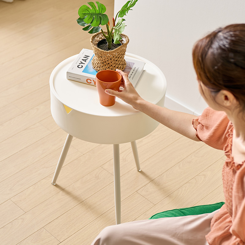 e스마트 샐리 원형협탁 거실 침실 틈새 수납 협탁 - 상세 이미지 4