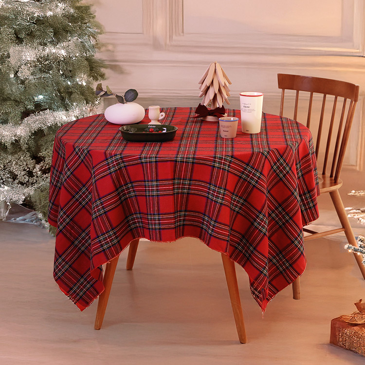 크리스마스 테이블보 빈티지 체크 홈파티 식탁보 2인 4인 6인