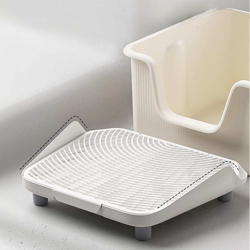 펫쭈 고양이 모래매트 발판 사막화방지 화장실 화이트