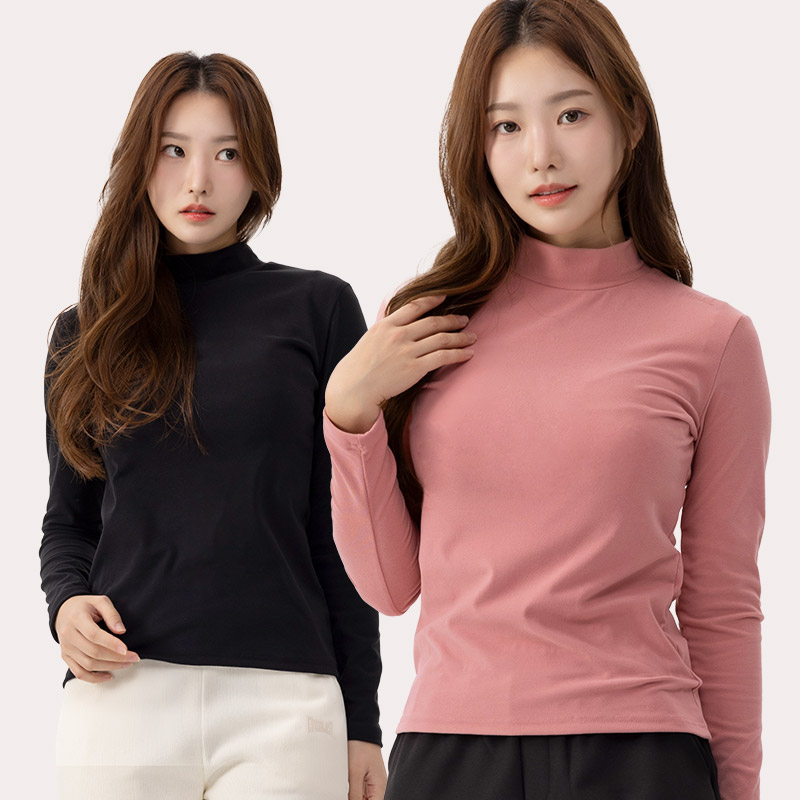 에버라스트 날씬 기모 모크넥 목폴라 터틀넥 반목 니트 - 상품 이미지
