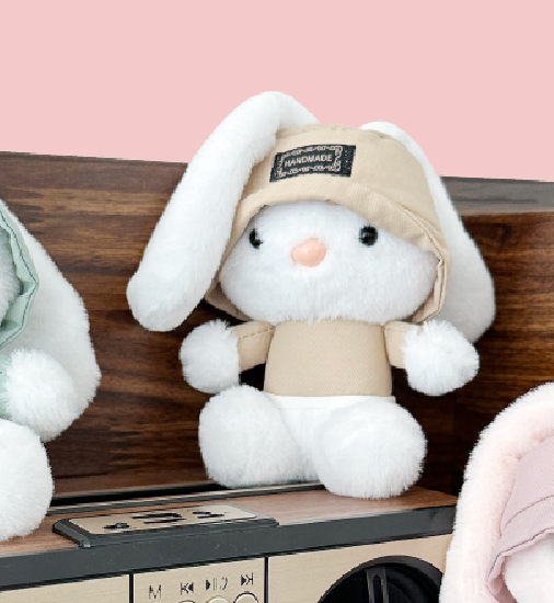 토끼키링 힙합 인형 애착 열쇠고리 키홀더 가방 고리 베이지 - 상품 이미지