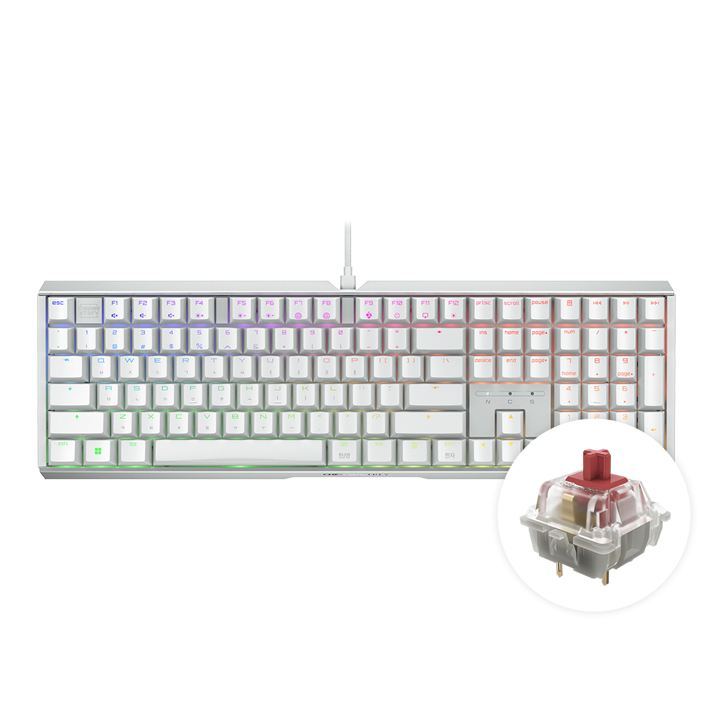 체리 키보드 MX 3.1 RGB MX2A 저소음 풀배열 기계식 키보드 화이트, 저소음적축 - 메인 이미지
