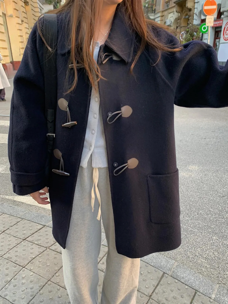 프리미엄 더플 떡볶이 코트 하프 울 핸드메이드코트 숏 반코트 여자 겨울코트 그레이 베이지