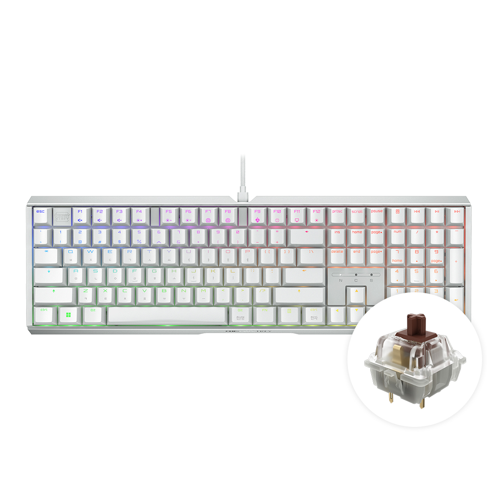 체리 키보드 MX 3.1 RGB MX2A 저소음 풀배열 기계식 키보드 화이트, 갈축 - 메인 이미지