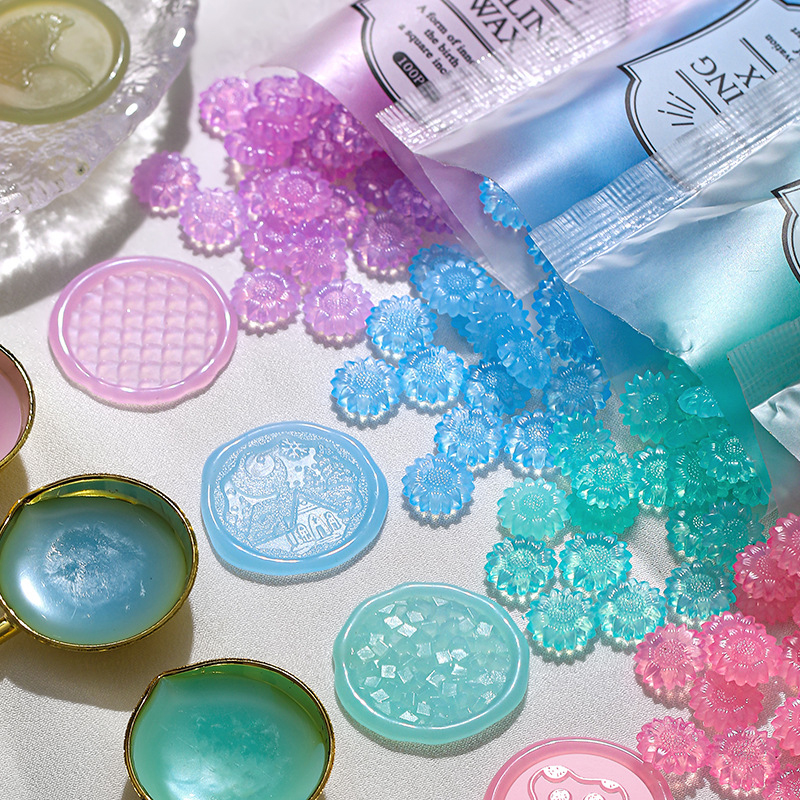 실링왁스 해바라기 반투명 젤리 100알 왁스