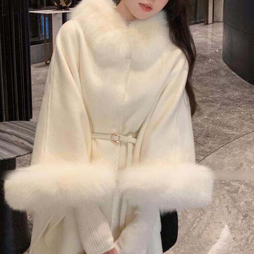 데이트룩 연말 양모 벨티드코트 울 폭스퍼코트 - 상세 이미지 4