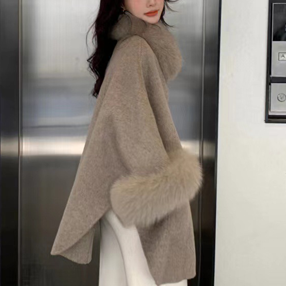 데이트룩 연말 양모 벨티드코트 울 폭스퍼코트 - 상세 이미지 2