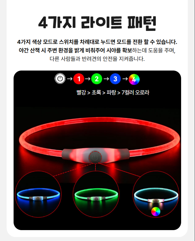애니윙 사고예방 야간산책 강아지 LED목걸이 - 상세 이미지 2