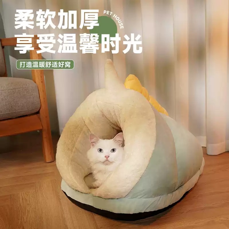 고양이 슬리핑백 침대 이불방석 보온 침낭 따뜻한 방석 반려동물 하우스 겨울 쿠션 - 상세 이미지 5