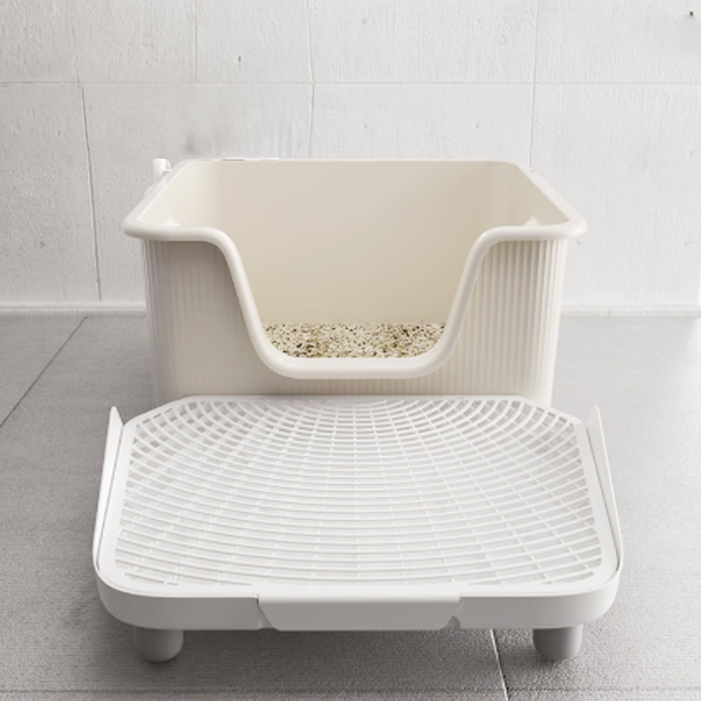 펫쭈 고양이 모래매트 발판 사막화방지 화장실 화이트