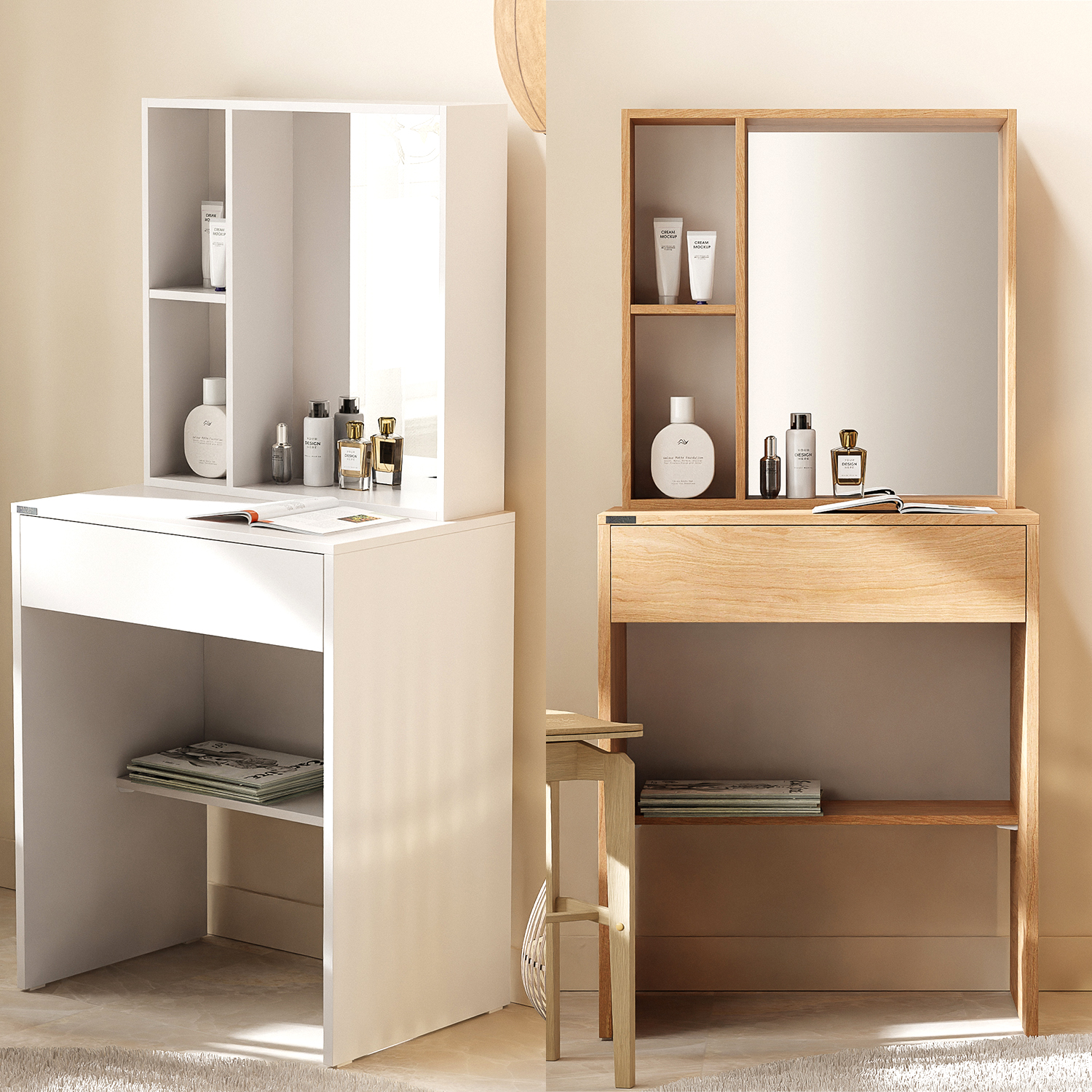 서랍형 화장대 서랍장 수납형 화장대 겸 책상 수납 화장대 600
