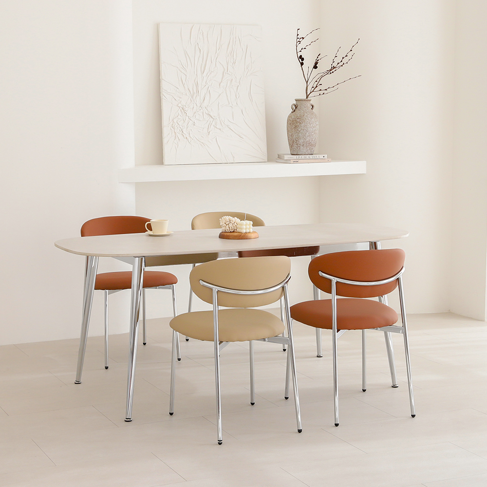 1+1 레오나 미드센츄리 모던 디자인 카페 인테리어 패브릭 식탁의자