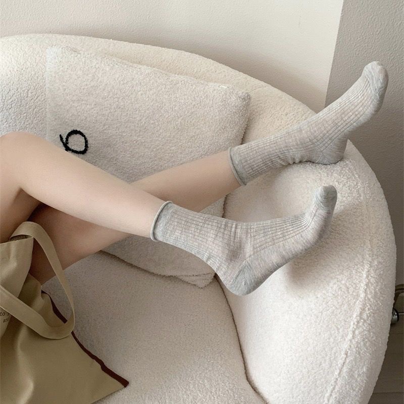 코튼캔디 시스루 골지 돌돌이 시원한 중목 얇은 여름 양말 이미지 3