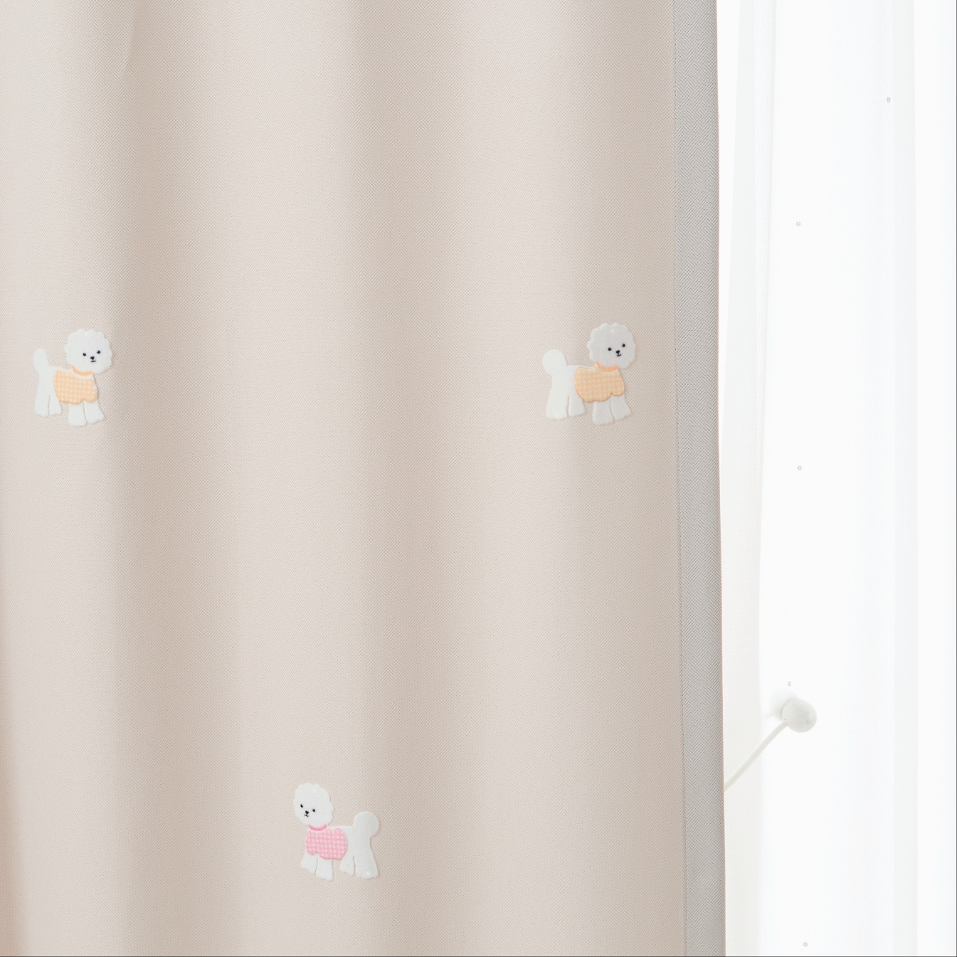 아르일랑 일상 암막 커튼 빛차단율80% 형상 기억 가공 1cm 나비주름 타입 비숑 프리제