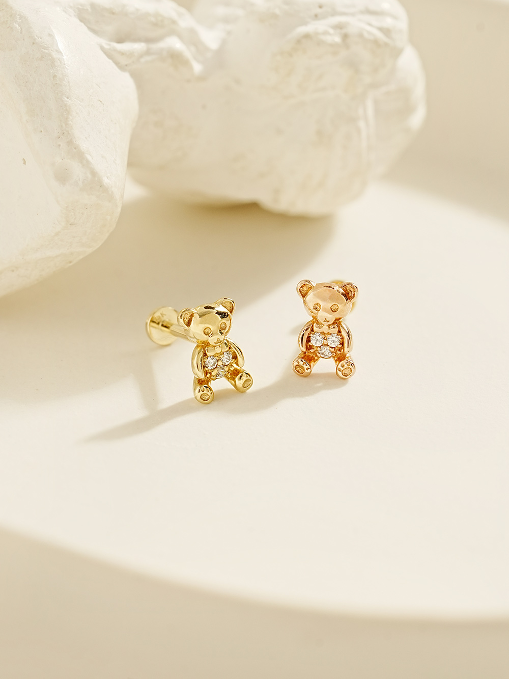 [0.8mm]14K 인터널 곰토끼 라블렛 피어싱 귀걸이 - 상세 이미지 3
