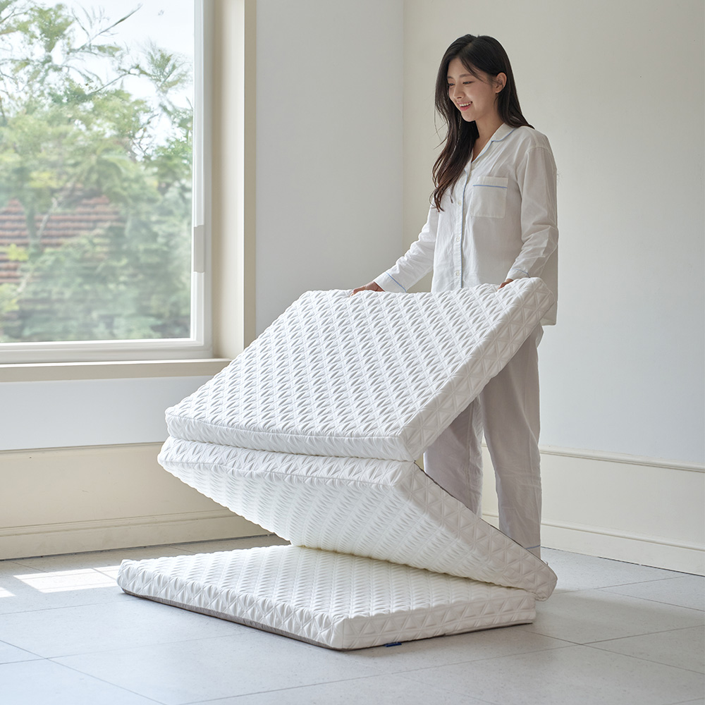 백세쾌면 허리에좋은 3단 접이식 매트리스 단단한 토퍼 침대 바닥 매트 5cm SS