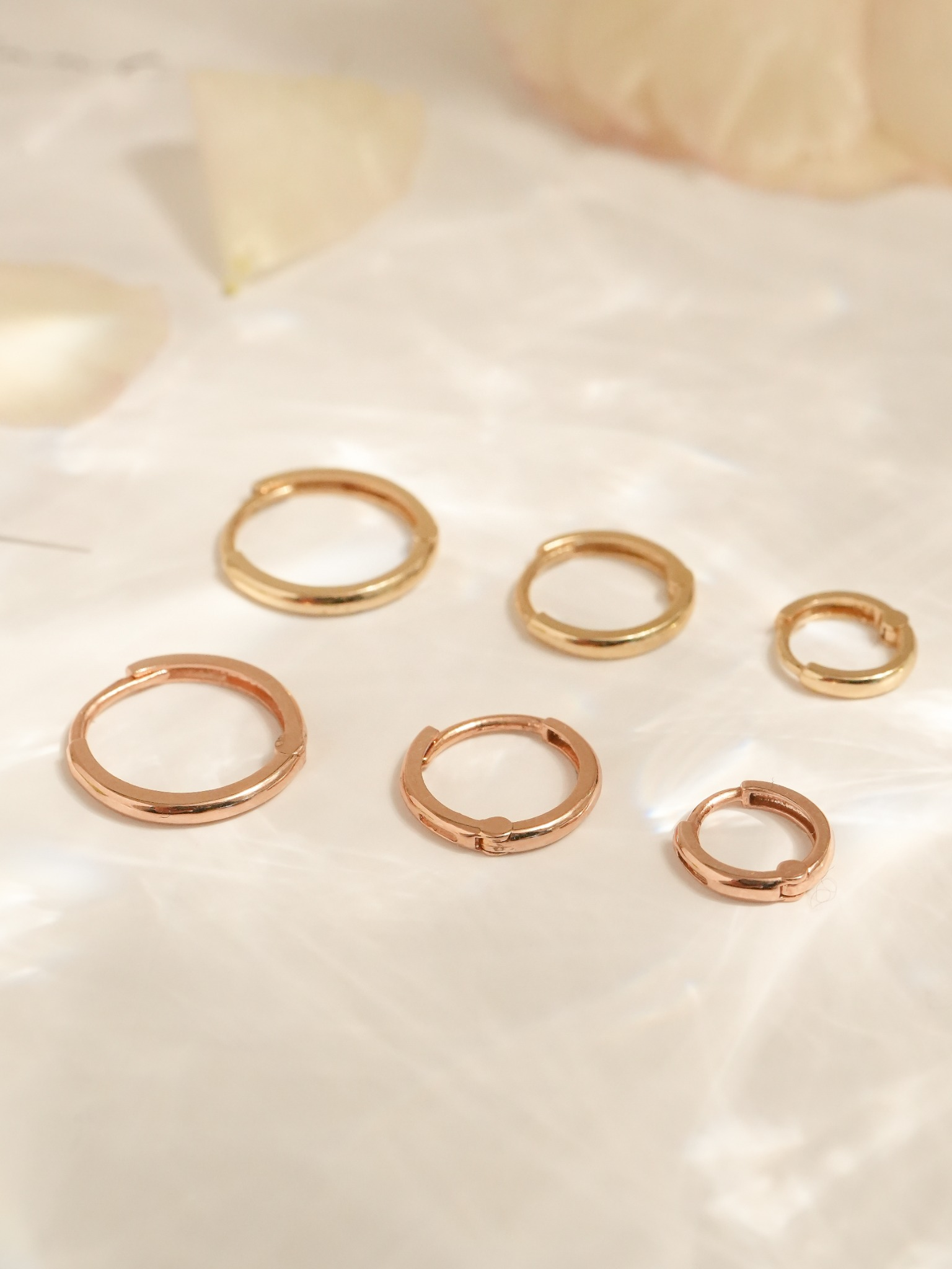 14k 베이직 원터치 링 귀걸이 6mm, 8mm, 10mm 이너컨츠 아웃컨츠 귓바퀴 데일리 기본 골드