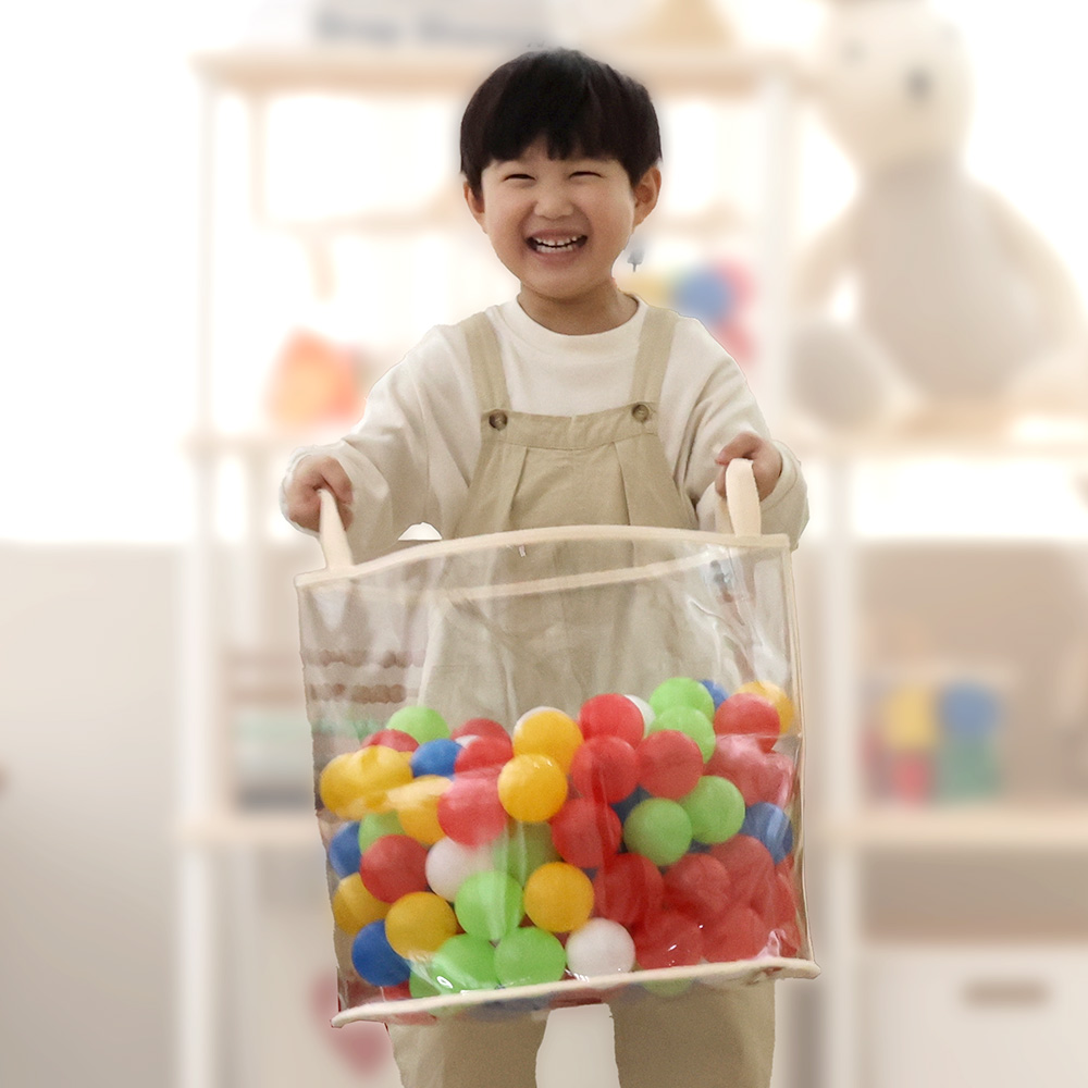 생각하는집 장난감정리함 투명 접이식 모서리라운드처리 수납함 아기 인형 레고 바구니 S