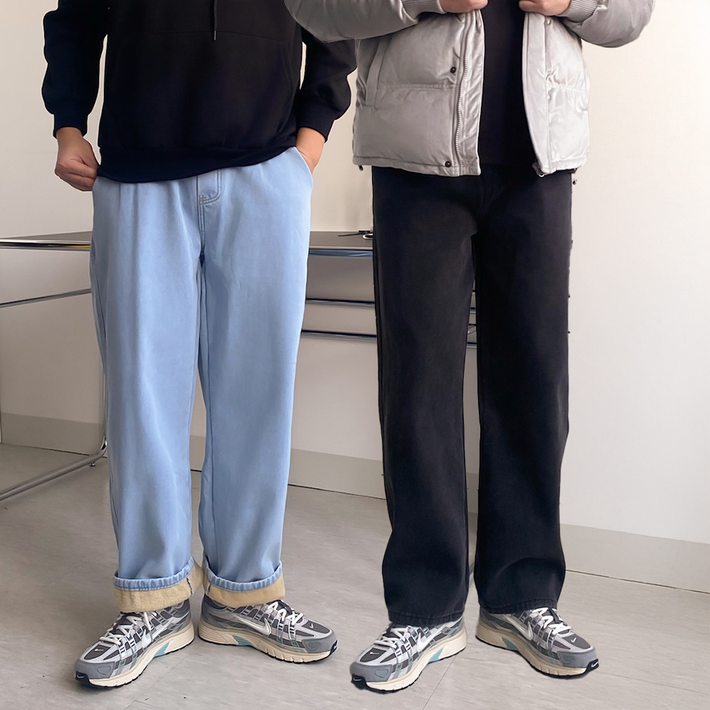 남성기모청바지 흑청바지 남자겨울청바지 통청바지 - 상세 이미지 2