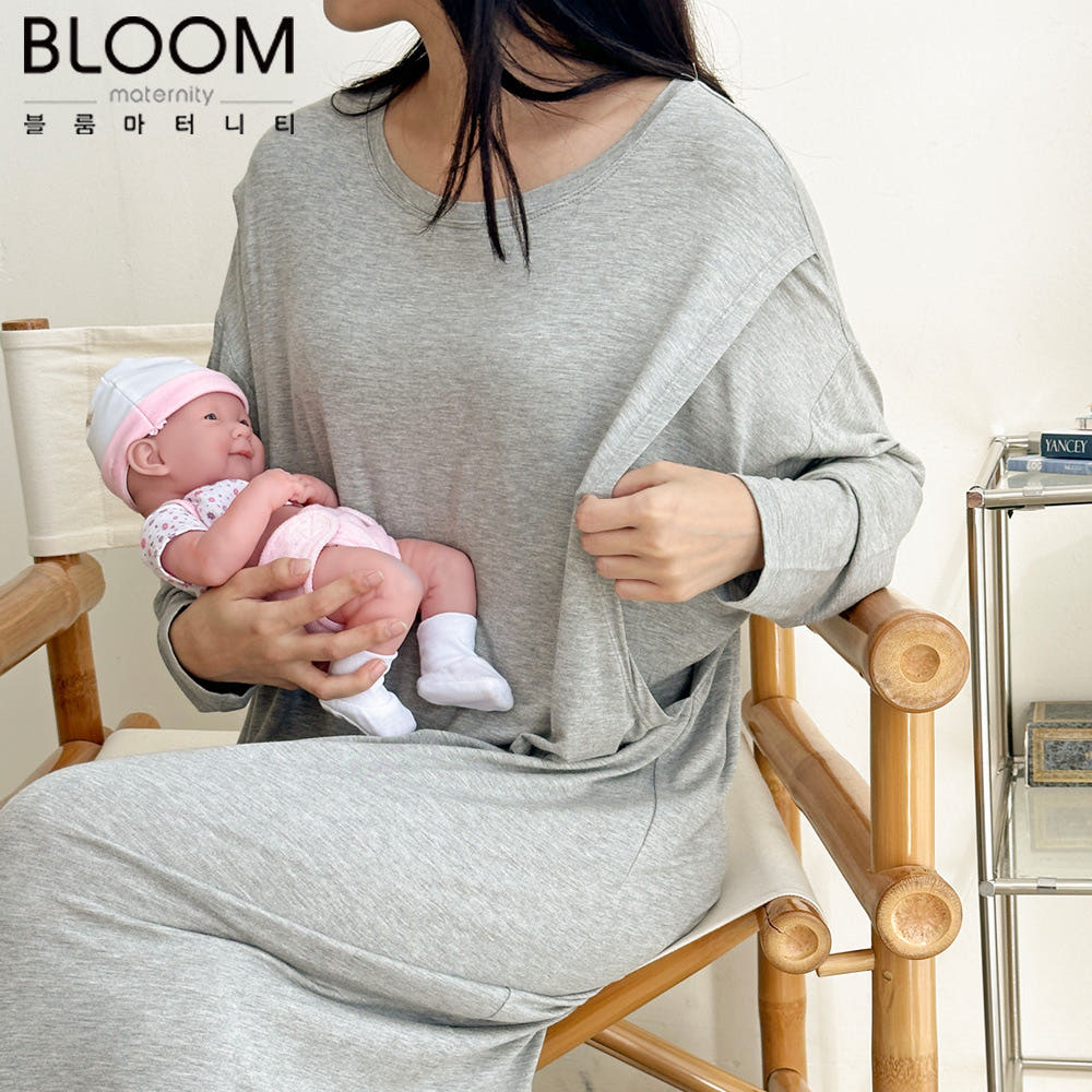 루즈핏 긴팔 수유 원피스