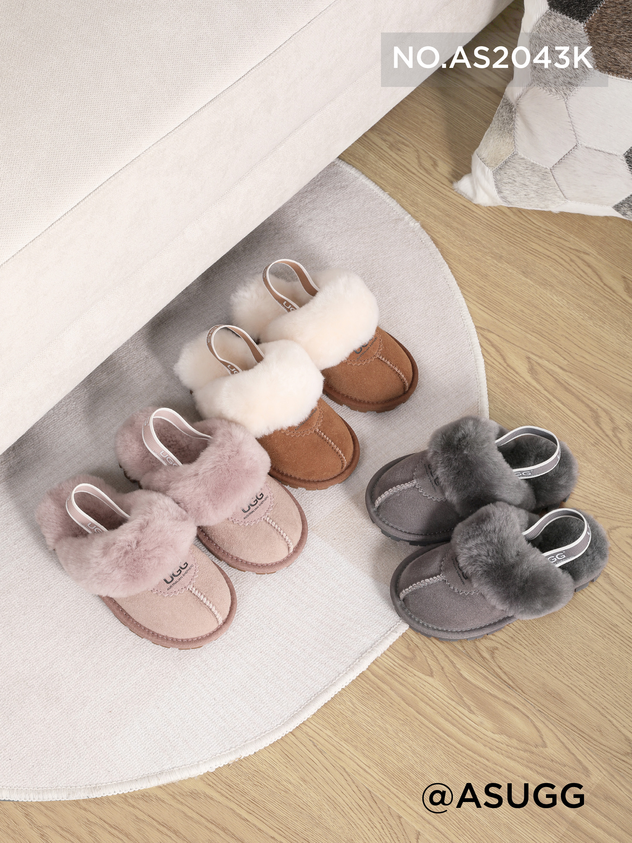호주어그 키즈 머핀 수지 와플 어린이 유아 카마리 노엘 양털 미니버튼 모카신 슬리퍼 부츠 - 상세 이미지 3