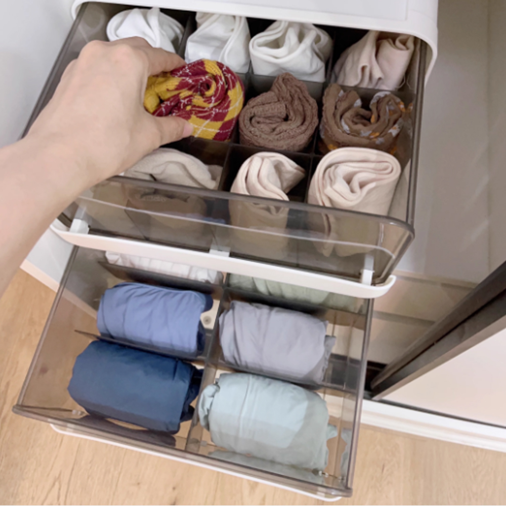 적층형 칸막이 속옷정리함 양말 보관함 서랍 브라 팬티 수납함 칸칸이 정리함 1칸 - 상세 이미지 4
