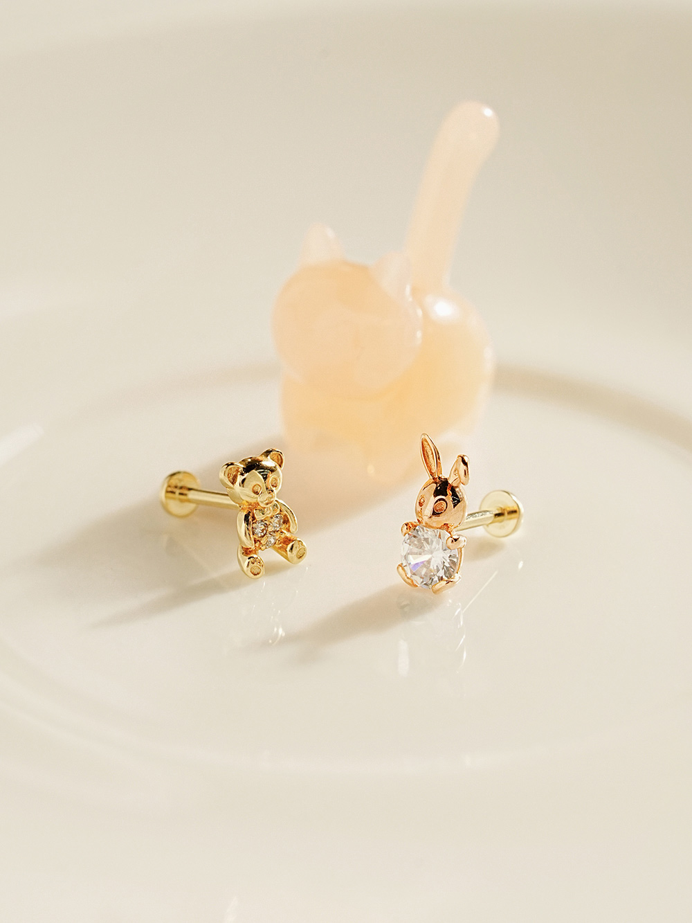 [0.8mm]14K 인터널 곰토끼 라블렛 피어싱 귀걸이 - 상세 이미지 5