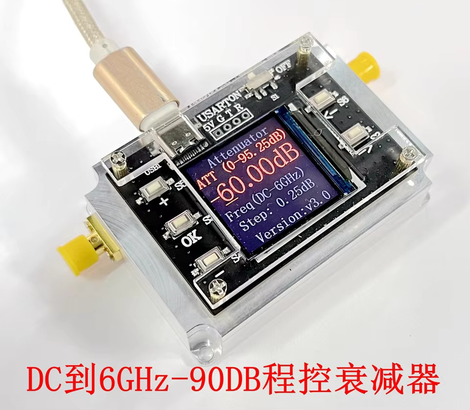 6G 디지털 프로그래밍 가능감쇠기 90DB 단계 0.25DB OLED 디스플레이 CNC ATT-6000V3.0