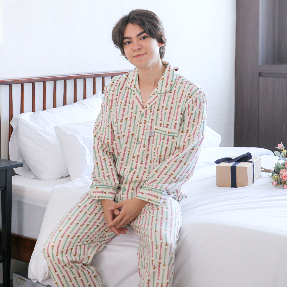 커플잠옷 여성 남성 긴팔 순면 부부 파자마 신혼 선물 연인 24F406_306(조이도그) - 상세 이미지 2