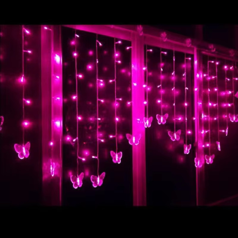 GEEKI 홈 파티 인테리어 크리스마스 트리 데코 커튼 조명 줄조명 전구 원격 USB 전원 LED 나비 창문 요정 웨딩 침실 파티오 장식 1 개... 