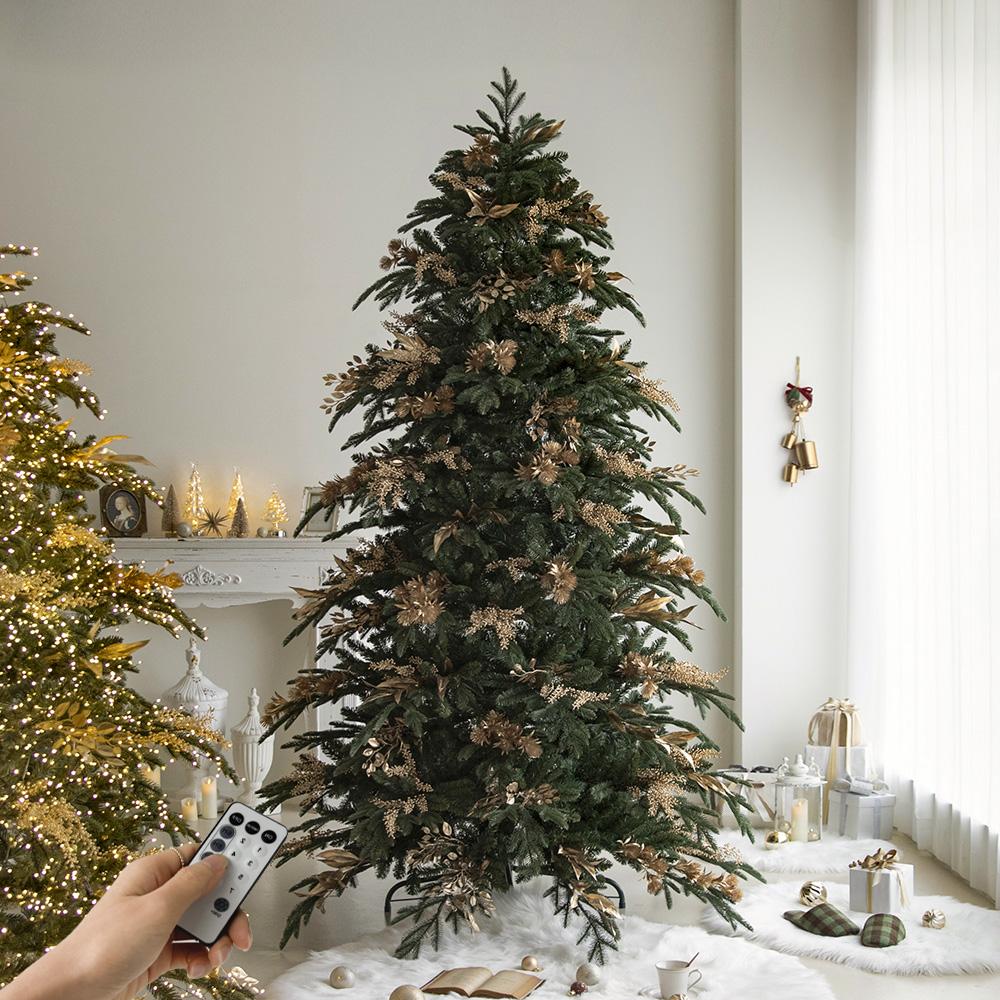 풀세트 골드 은청 가문비 나무 프리미엄 성탄 pe 크리스마스 대형 트리 세트 240cm