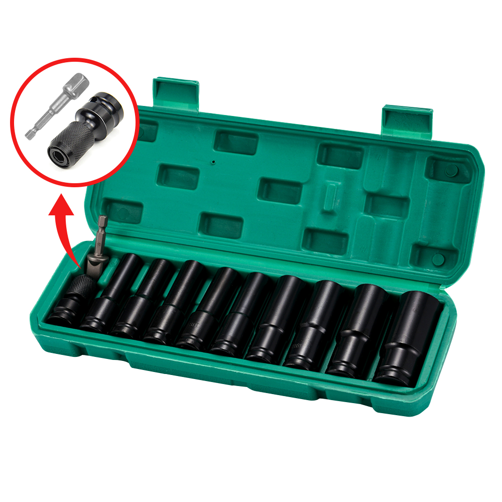 솔리드 임팩 롱 복스알 1/2 11P 세트 롱임팩 렌치 육각 소켓 어댑터 포함