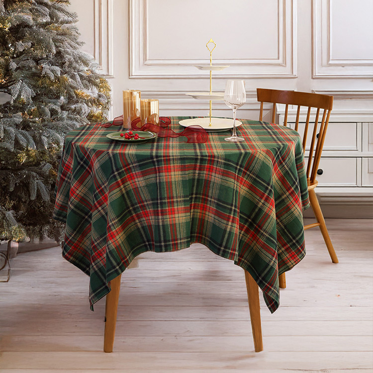 크리스마스 테이블보 빈티지 체크 홈파티 식탁보 2인 4인 6인