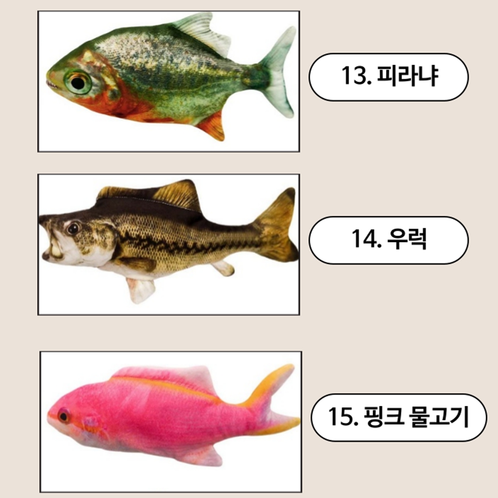 움직이는물고기 생선인형 장난감터그놀이기구 캣닢볼쿠션 혼자사냥 이미지 8