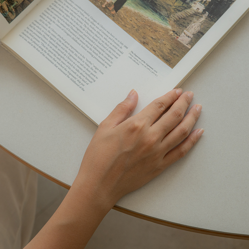 라떼 원목 원형 포세린 세라믹 테이블 1000