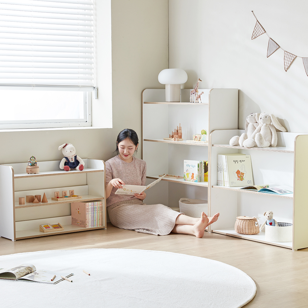 밤비노 친환경 교구장 책장 슬림 공부방 틈새 거실 다용도 수납 가구 수납장_900, 3단, 화이트
