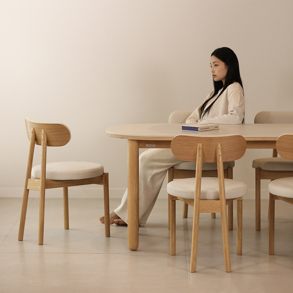 라미에스 유니 오크 참나무 포세린 세라믹 라운드 식탁 4인용 1600