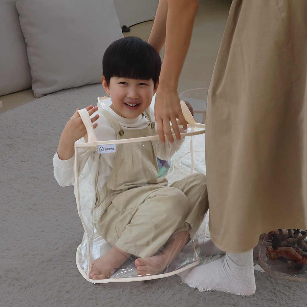 생각하는집 장난감정리함 투명 접이식 모서리라운드처리 수납함 아기 인형 레고 바구니 S