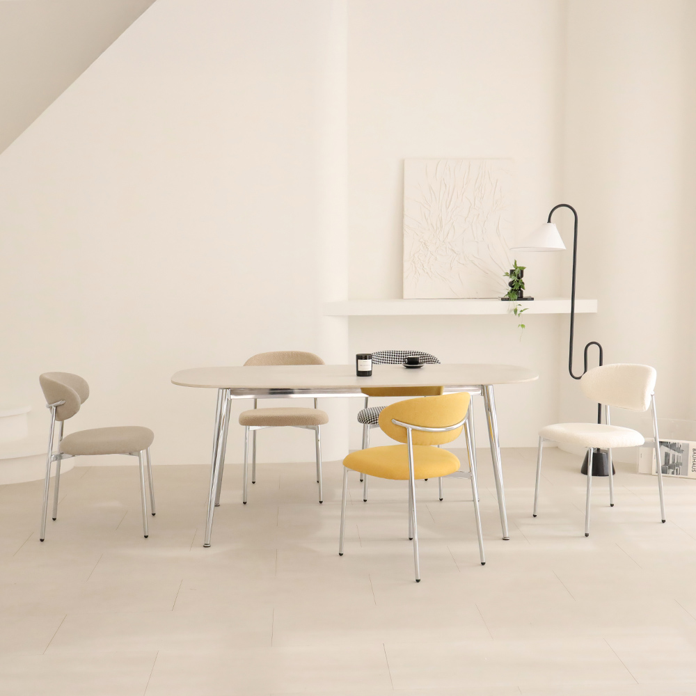 1+1 레오나 미드센츄리 모던 디자인 카페 인테리어 패브릭 식탁의자