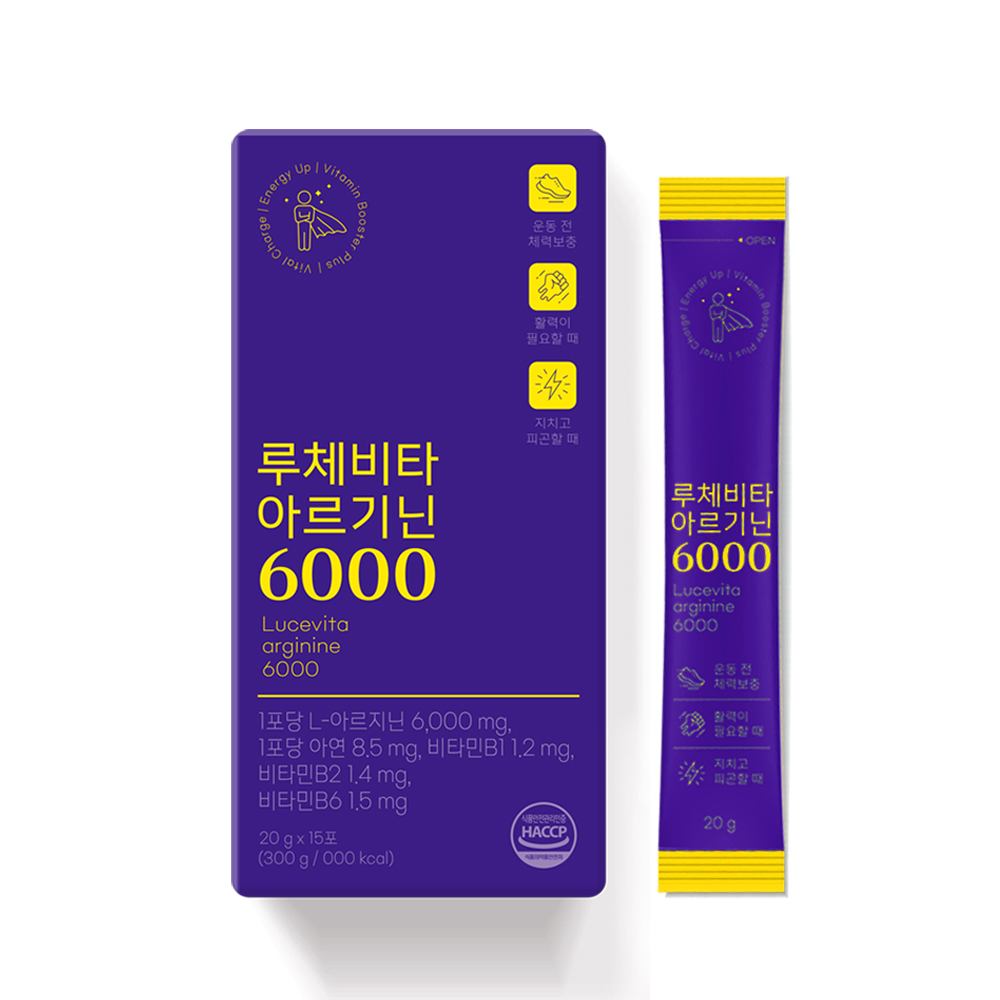루체비타 아르기닌 6000 타우린 피로회복 헬스 에너지 액상 보충제 15포, 1개