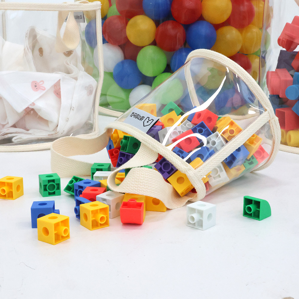 생각하는집 장난감정리함 투명 접이식 모서리라운드처리 수납함 아기 인형 레고 바구니 S