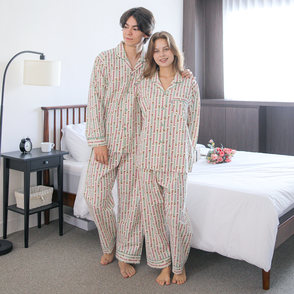 커플잠옷 여성 남성 긴팔 순면 부부 파자마 신혼 선물 연인 24F406_306(조이도그) - 상세 이미지 4