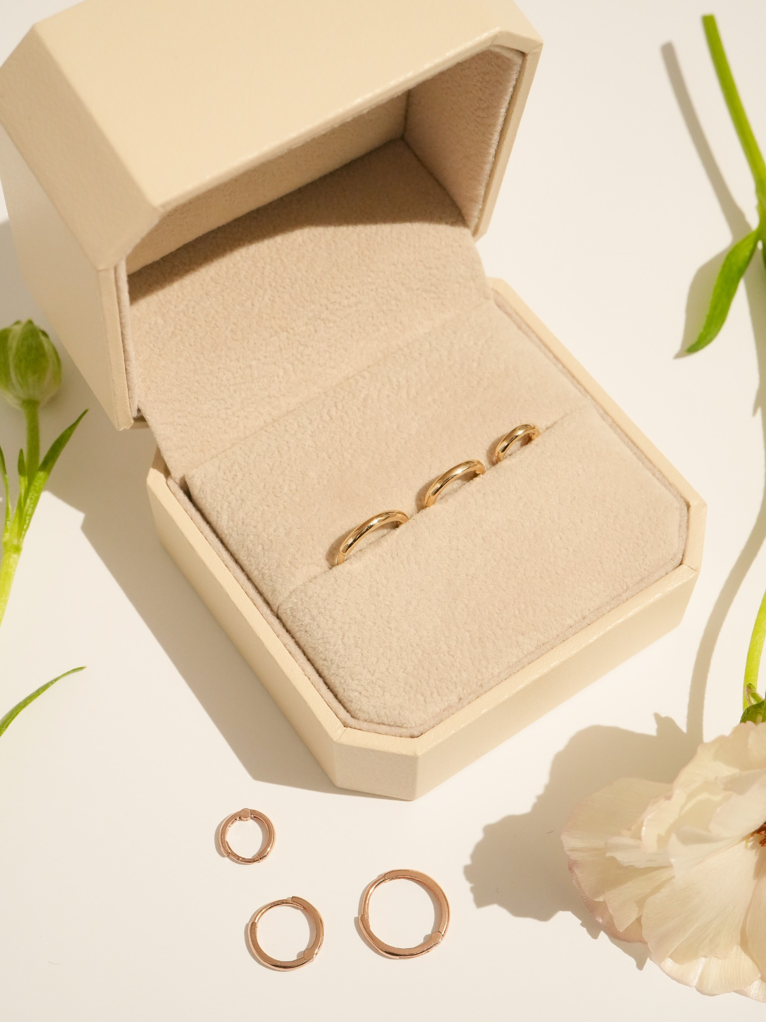 14k 베이직 원터치 링 귀걸이 6mm, 8mm, 10mm 이너컨츠 아웃컨츠 귓바퀴 데일리 기본 골드 - 상세 이미지 2