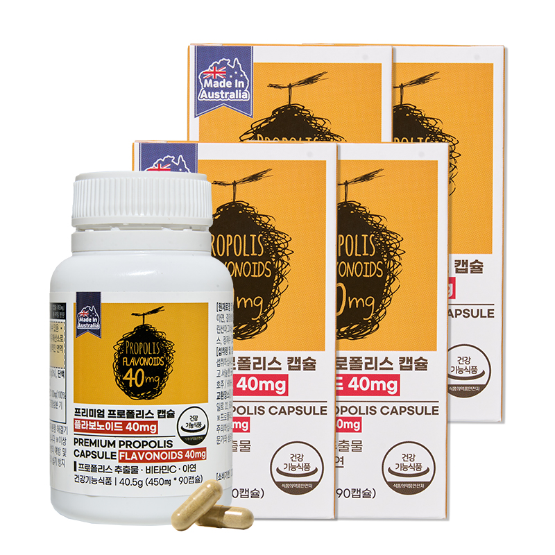 프로폴리스 플라보노이드40mg 아연 비타민C 호주 항산화 효능 효과 면역 90캡슐, 4개